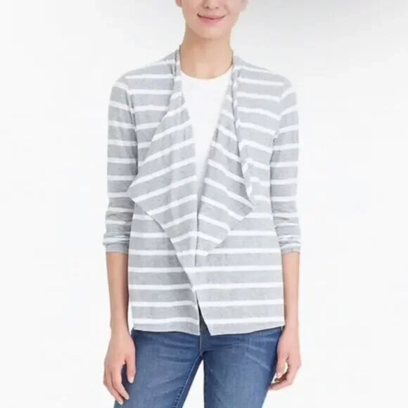 J. Crew Striped Always Cascading Cardigan XXL - Picture 2 of 13